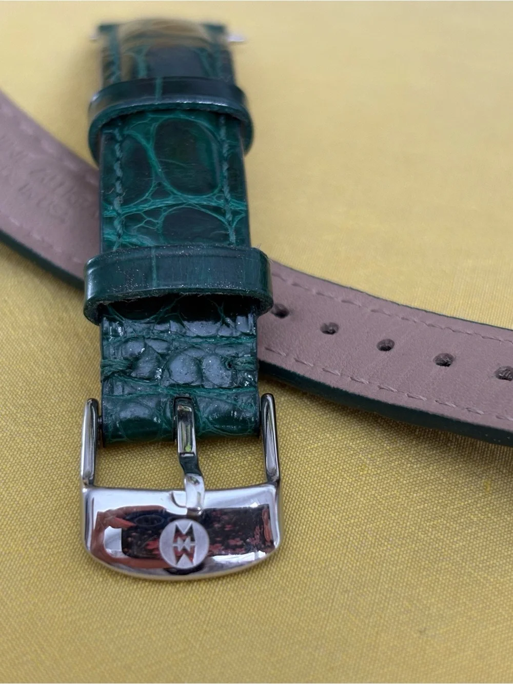 16mm Green Embossed Alligator Leather Strap